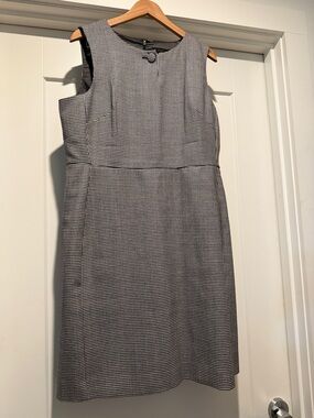 J. Crew Black and White Houndstooth Sleeveless Midi Dress